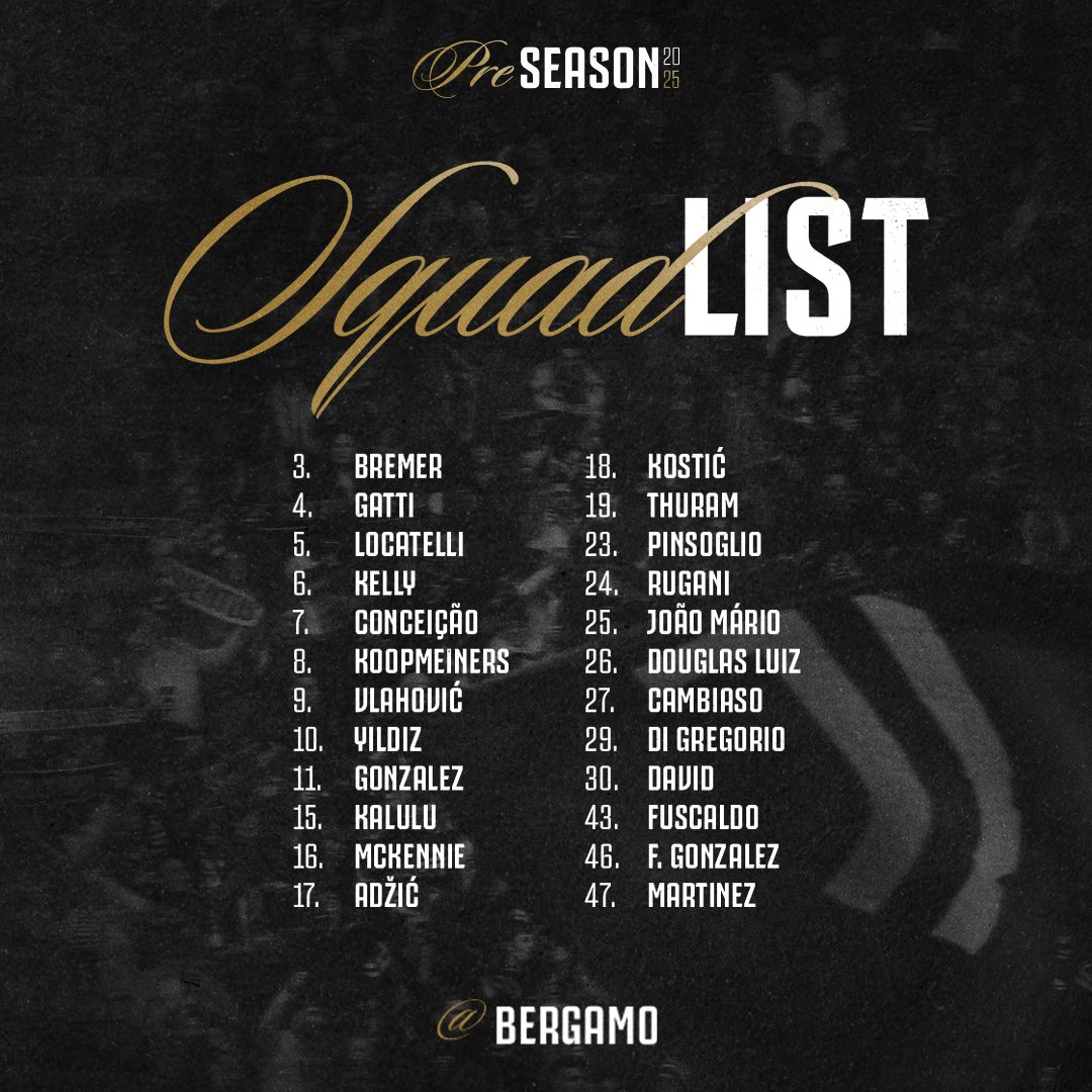 尤文对阵亚特兰大名单:弗拉霍维奇领衔,洛卡特利、冈萨雷斯在列